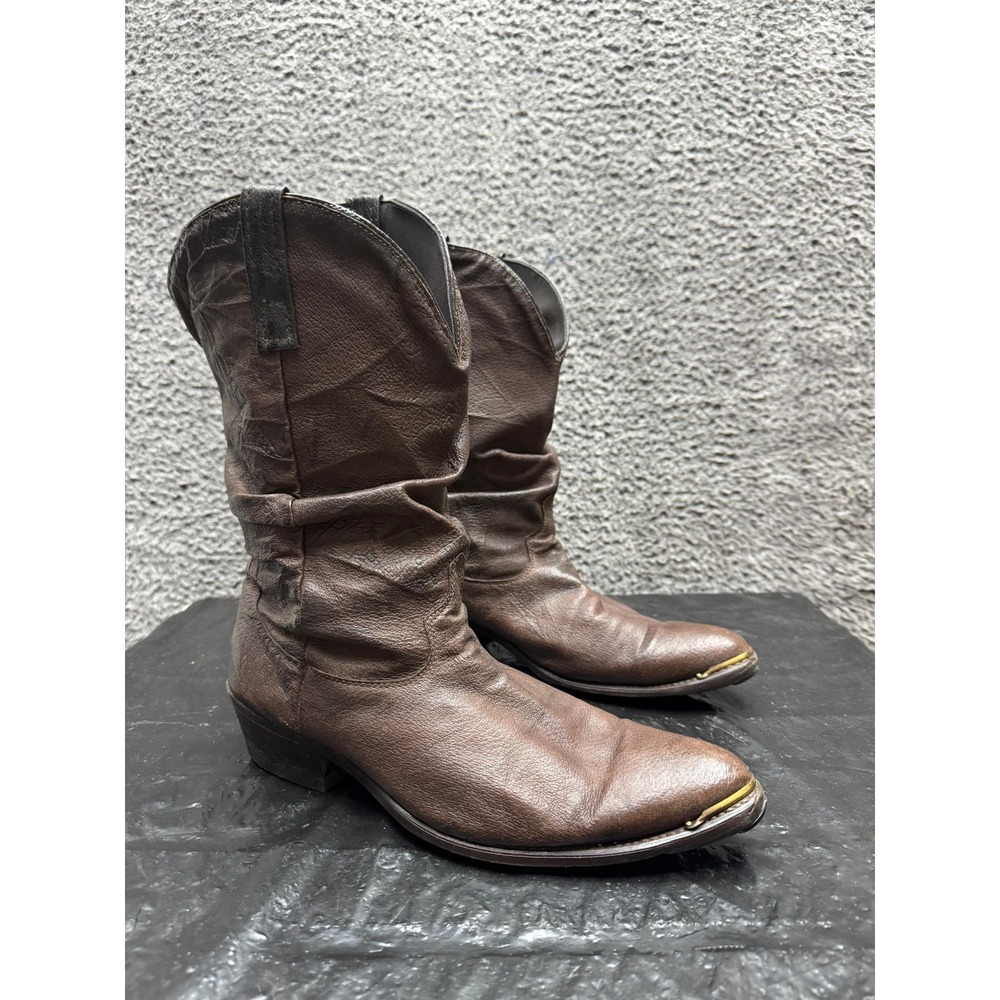 Dingo Leather Round Toe Pull On Cowboy‎ Western Boots Brown Mens Size 11D US